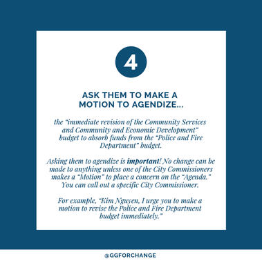 (4) ASK THEM TO MAKE A MOTION TO AGENDIZE THE BUDGET REVISION.